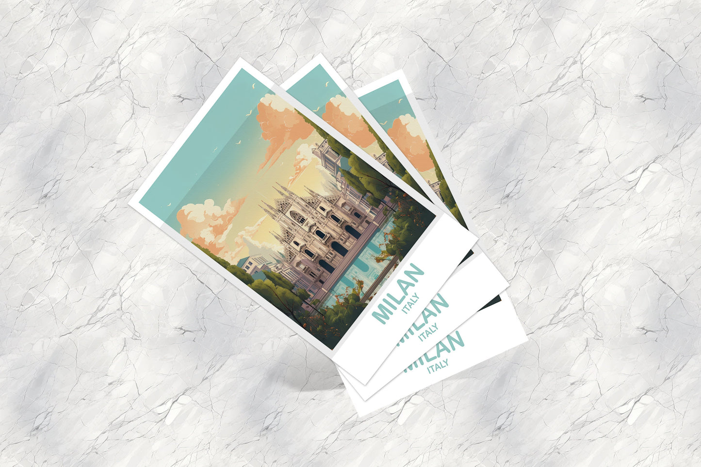 Milan Italy Travel Postcard, Milan Travel Art, Italy Postcard, Milan Travel Postcard Art, Italy Travel Postcard Art | T2EU_ITMI1_P