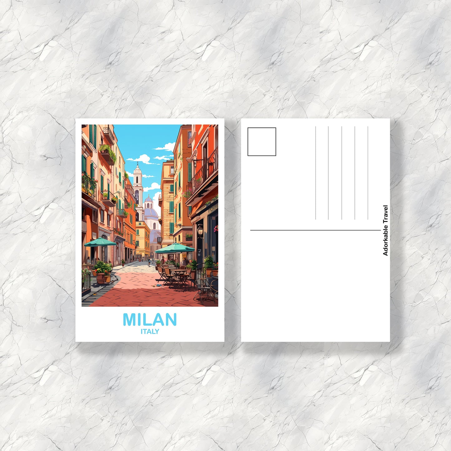 Milan Italy Travel Postcard, Milan Travel Art, Italy Postcard, Milan Travel Postcard Art, Italy Travel Postcard Art | T2EU_ITMI2_P