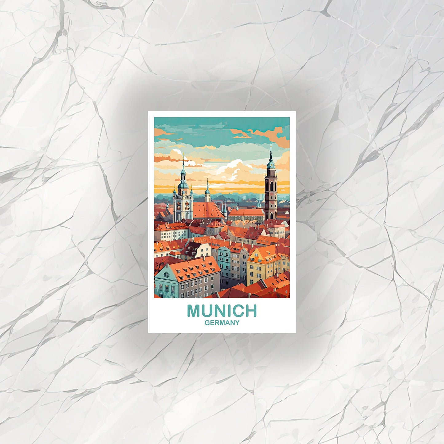 Munich Germany Travel Sticker, Munich Art, Germany Sticker Art, Munich Travel Sticker Art, Travel Sticker, Travel Art | T2EU_GEMU1_S