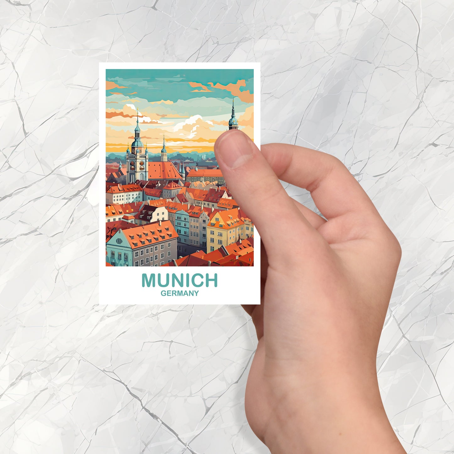 Munich Germany Travel Sticker, Munich Art, Germany Sticker Art, Munich Travel Sticker Art, Travel Sticker, Travel Art | T2EU_GEMU1_S
