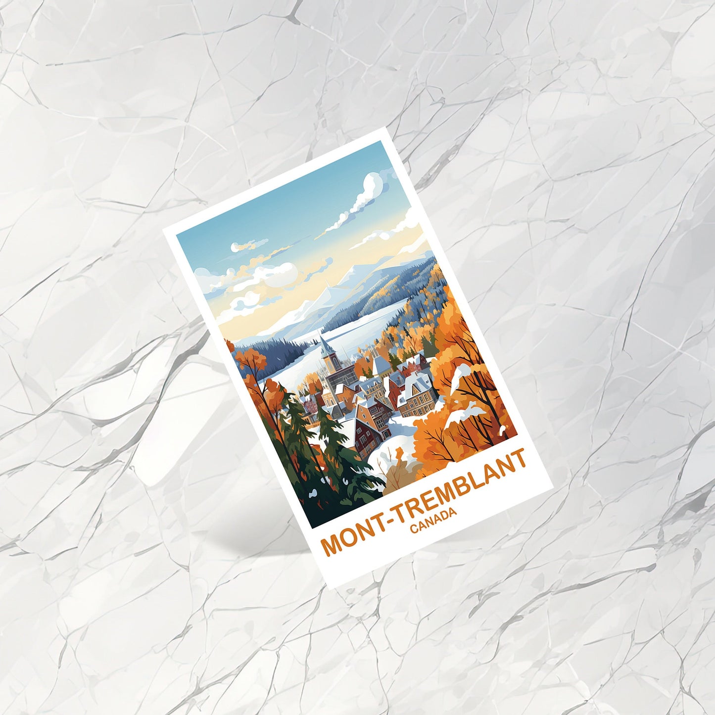Mont-Tremblant Travel Postcard, Quebec Travel Art Postcard, Mont-Tremblant Art Postcard, Canada Travel Postcard | T2NA_QUMT2_P