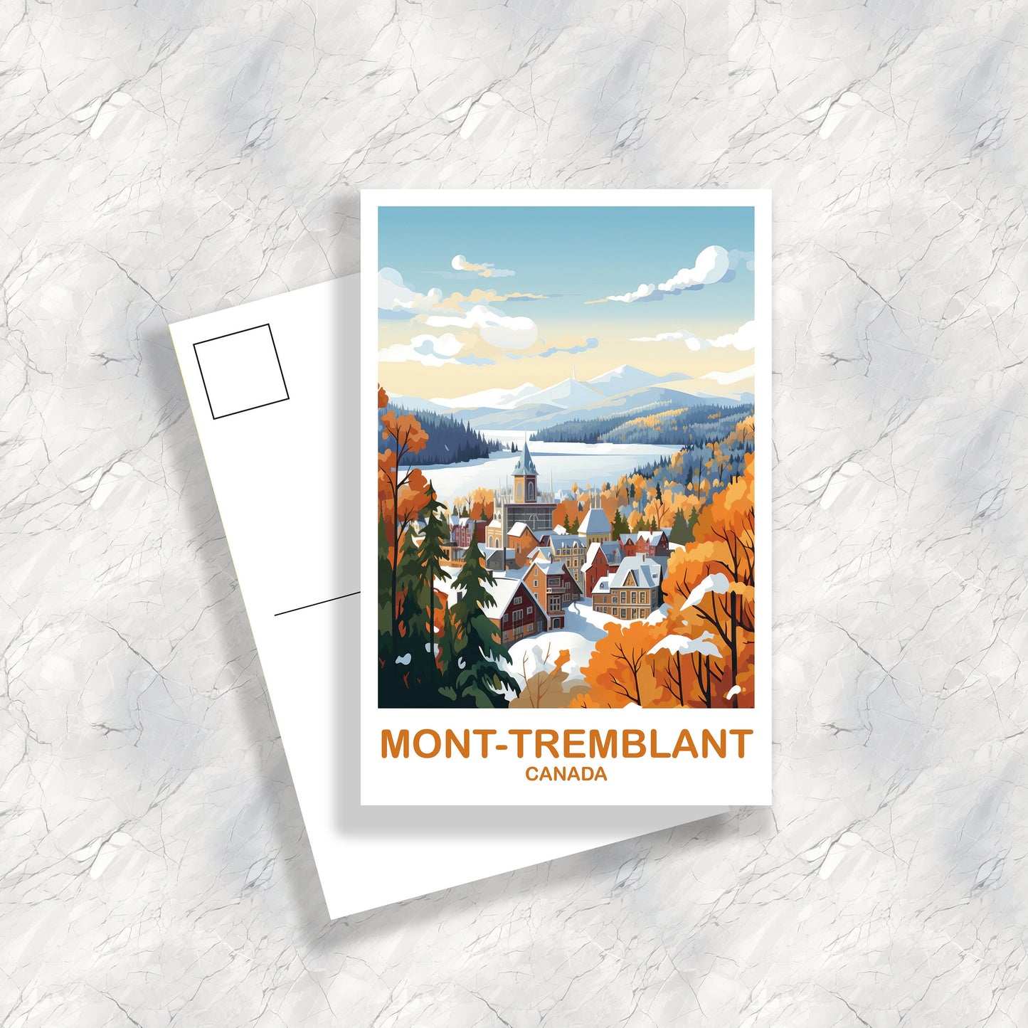 Mont-Tremblant Travel Postcard, Quebec Travel Art Postcard, Mont-Tremblant Art Postcard, Canada Travel Postcard | T2NA_QUMT2_P