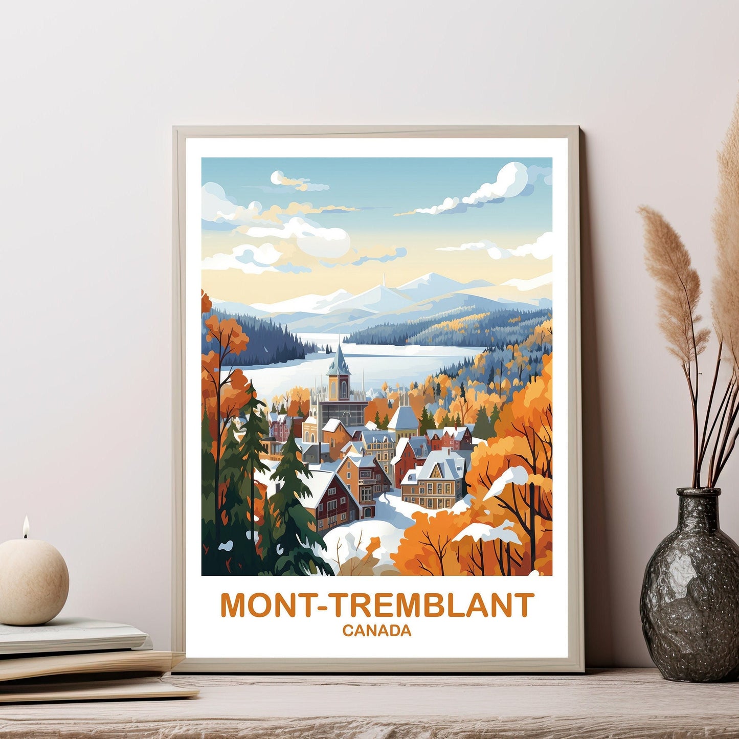 Mont-Tremblant Travel Art, Quebec Travel Poster Art , Mont-Tremblant Wall Art, Canada Travel Art, Travel Art Poster | T2NA_QUMT2
