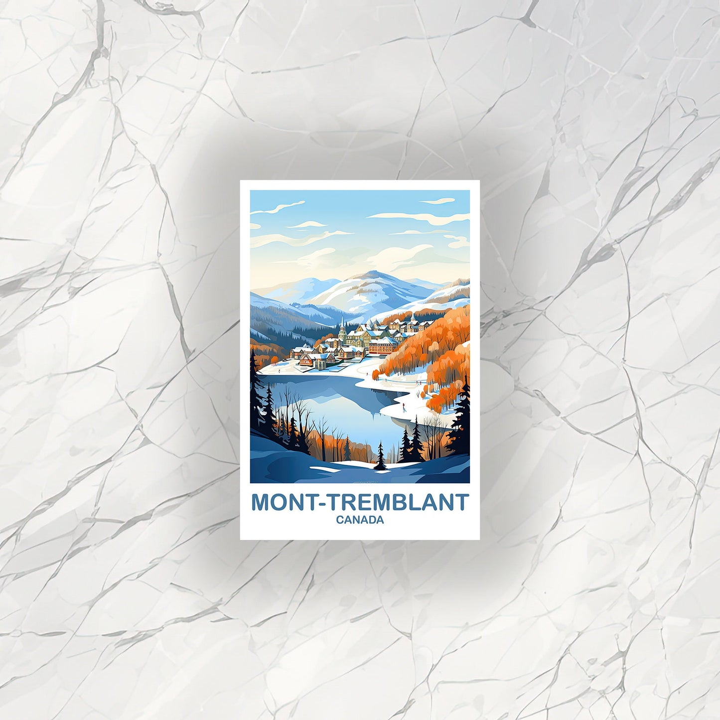 Mont-Tremblant Travel Sticker Art, Quebec Travel Sticker Art , Mont-Tremblant Sticker, Canada Travel Sticker, Travel Sticker | T2NA_QUMT1_S