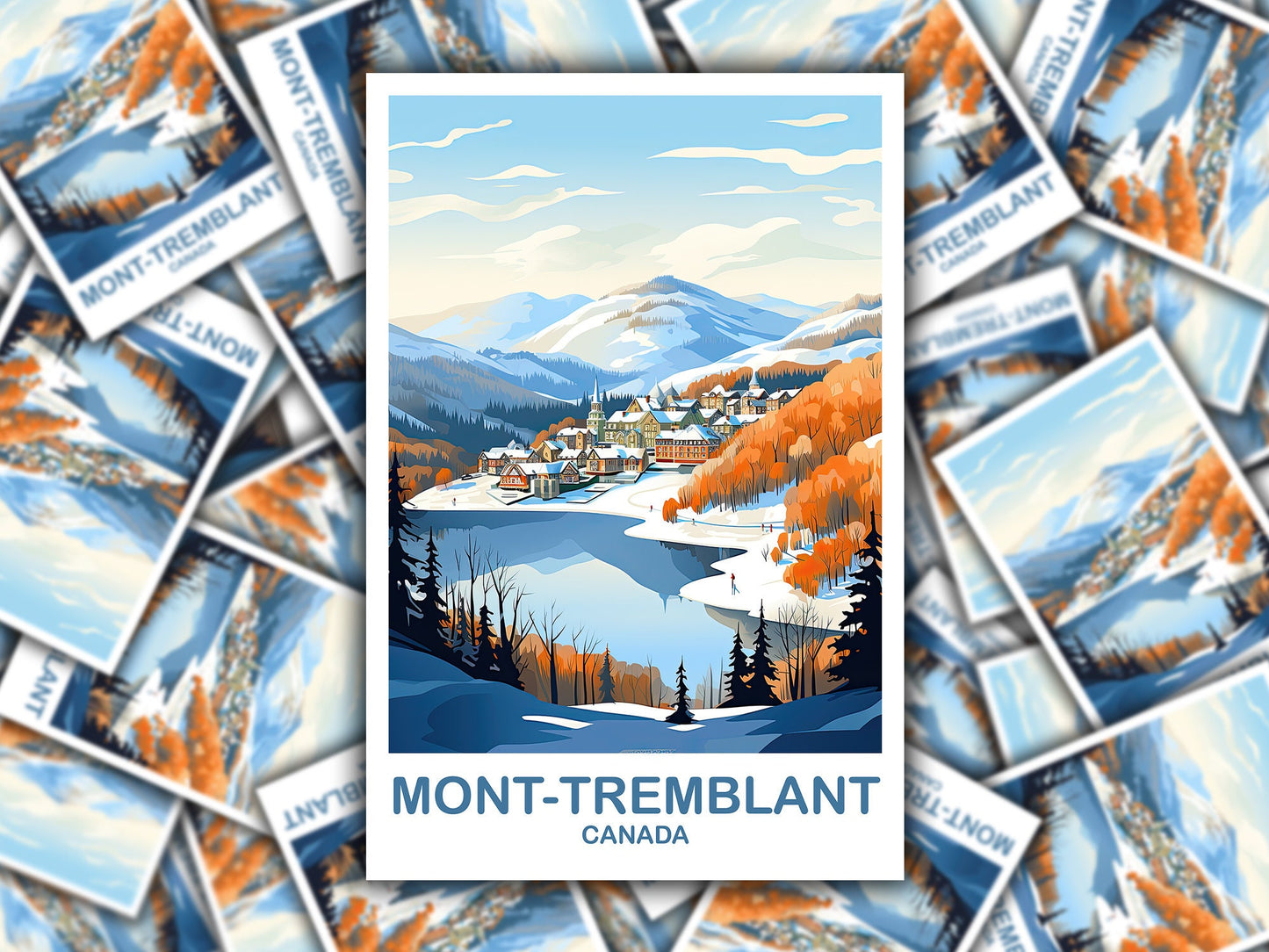 Mont-Tremblant Travel Sticker Art, Quebec Travel Sticker Art , Mont-Tremblant Sticker, Canada Travel Sticker, Travel Sticker | T2NA_QUMT1_S