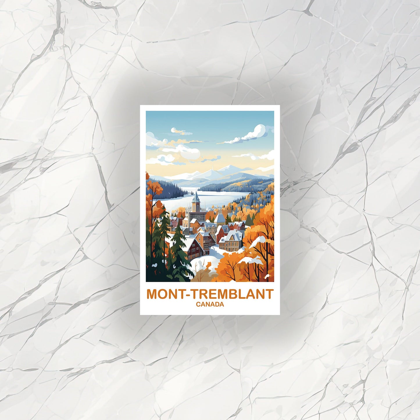 Mont-Tremblant Travel Sticker Art, Quebec Travel Sticker Art , Mont-Tremblant Sticker, Canada Travel Sticker, Travel Sticker | T2NA_QUMT2_S