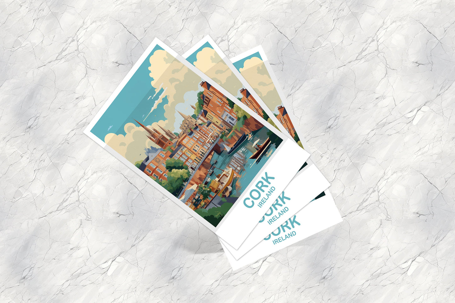 Cork Ireland Travel Postcard Art, Ireland Travel Postcard, Cork Art Postcard, Ireland Travel Art Postcard | T2EU_IRCO1_P