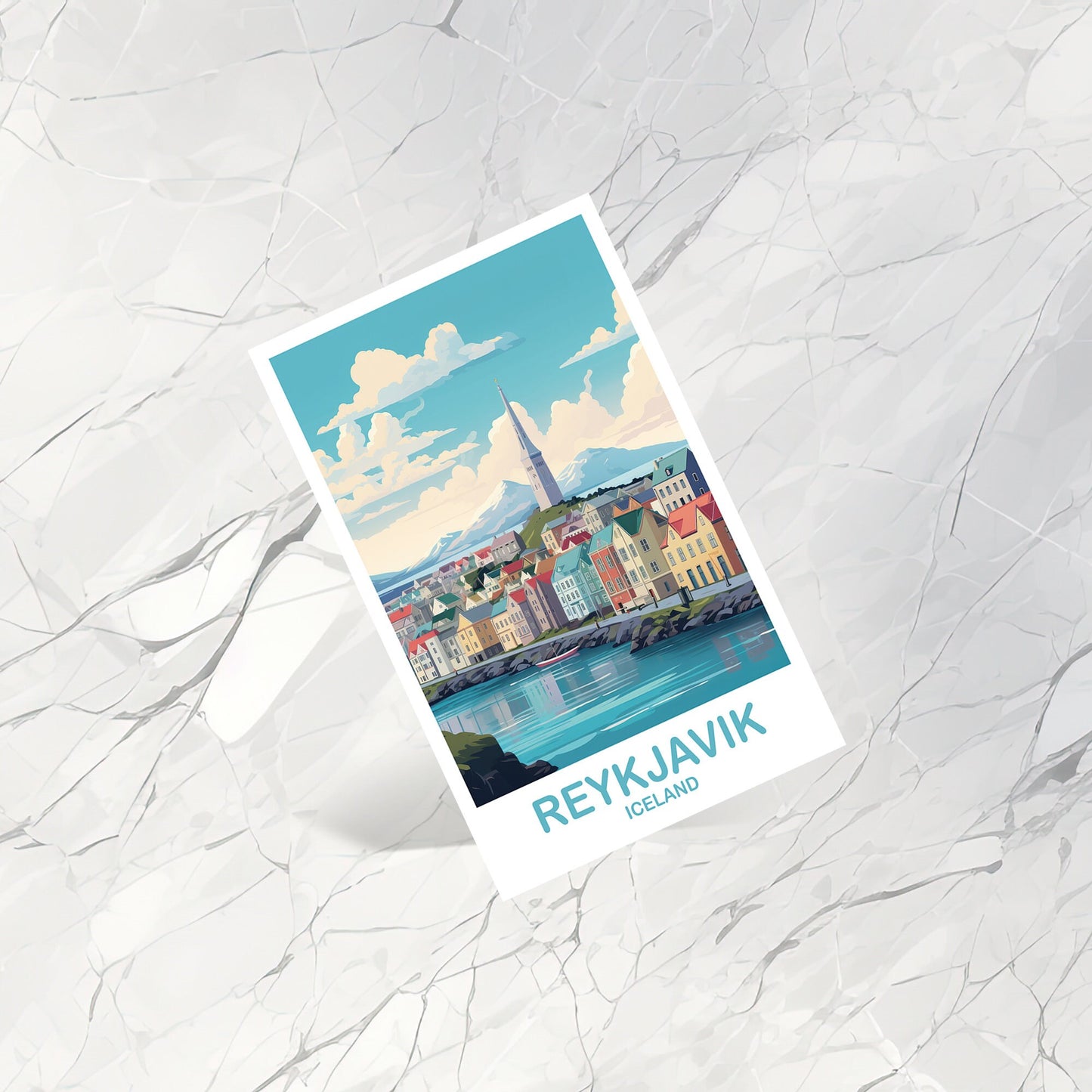 Reykjavik Iceland Travel Postcard, Reykjavik Postcard Art, Iceland PostcardArt, Reykjavik Travel Postcard, Travel Postcard | T2EU_ICRE1_P