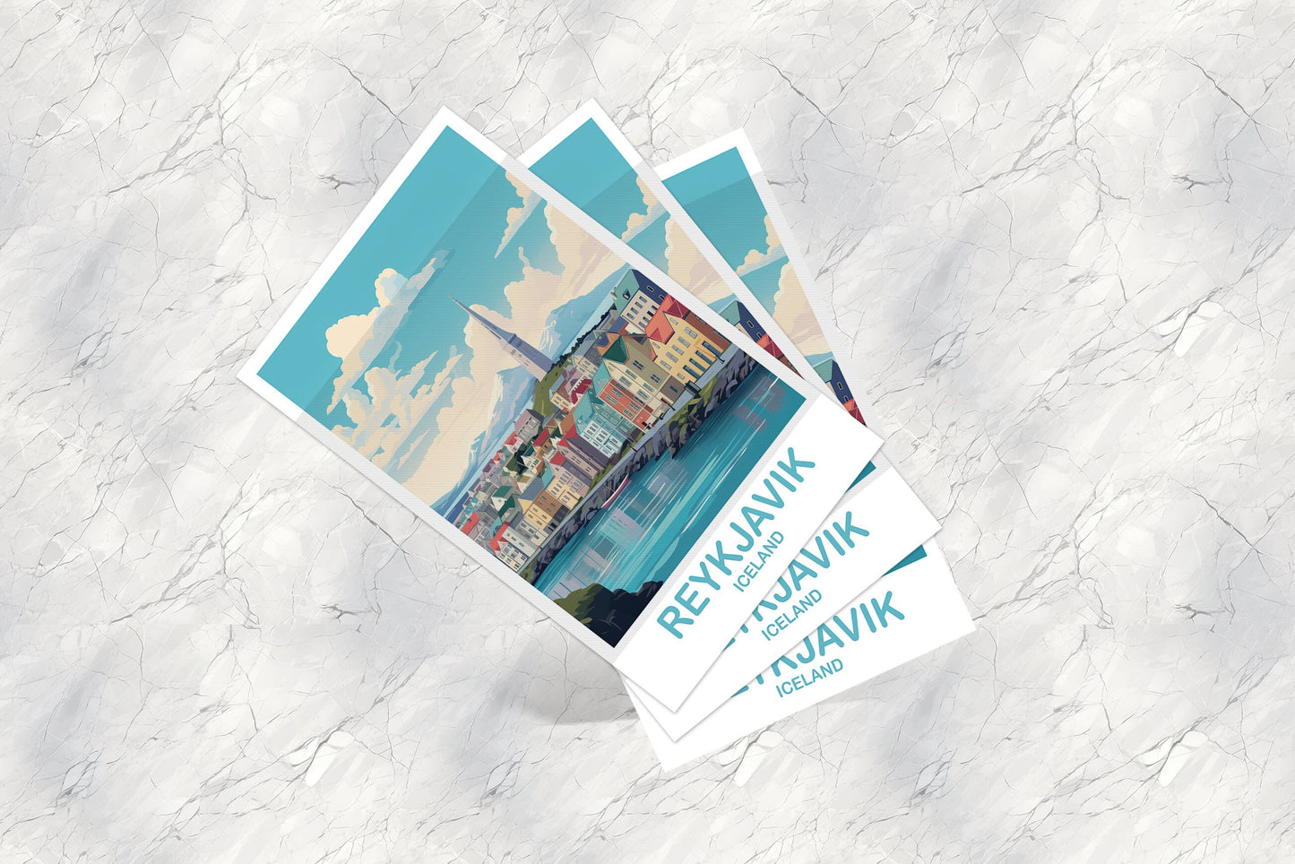 Reykjavik Iceland Travel Postcard, Reykjavik Postcard Art, Iceland PostcardArt, Reykjavik Travel Postcard, Travel Postcard | T2EU_ICRE1_P