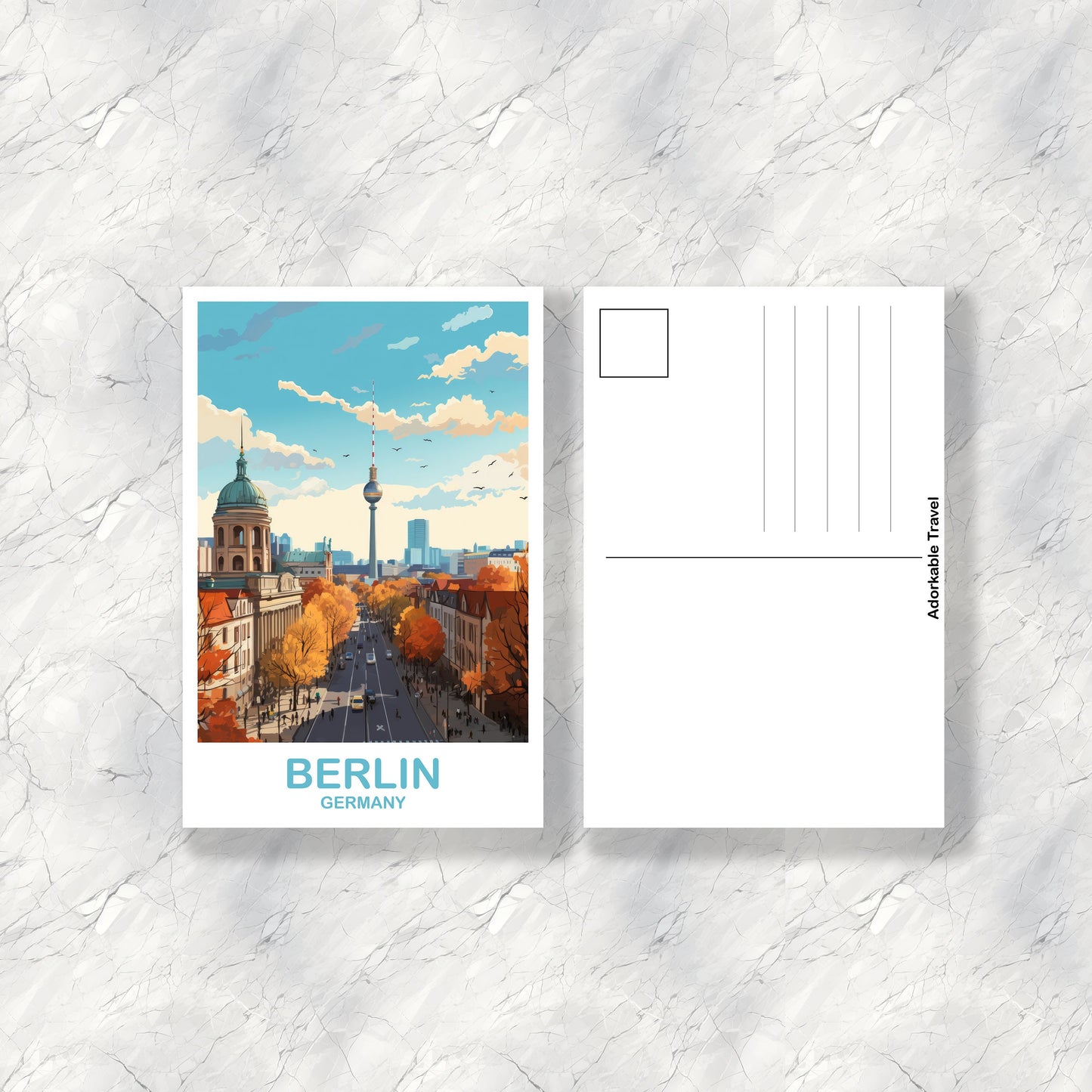 Berlin Germany Travel Postcard, Berlin Travel Postcard Art, Germany Postcard Art, Berlin Travel Art, Travel Postcard, | T2EU_GEBE1_P