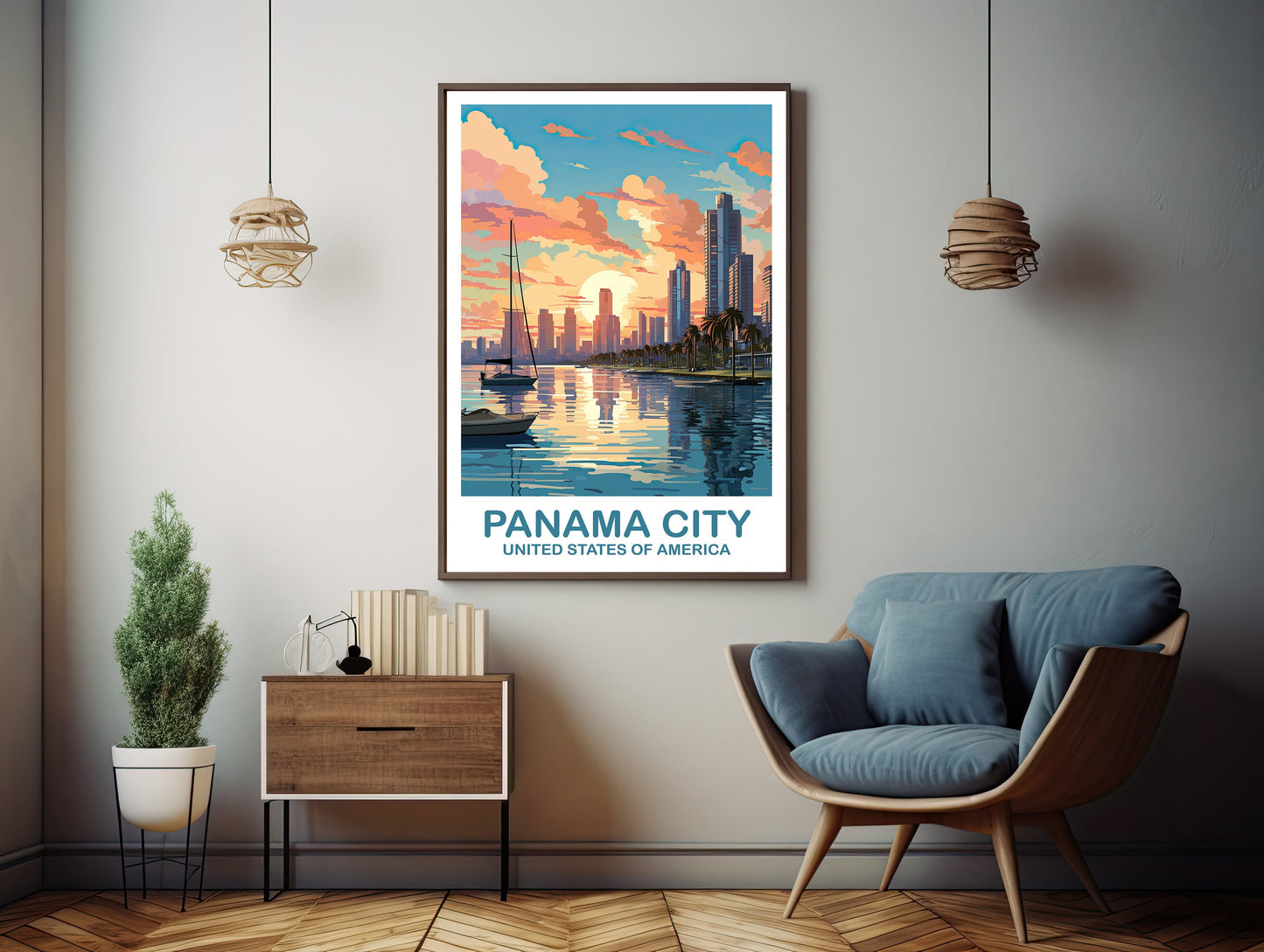 Panama City Travel Print, Panama City Travel Wall Art, Florida Wall Art Poster, City Skyline Wall Art, Florida Wall Art, Travel | T2NA_FLCP1