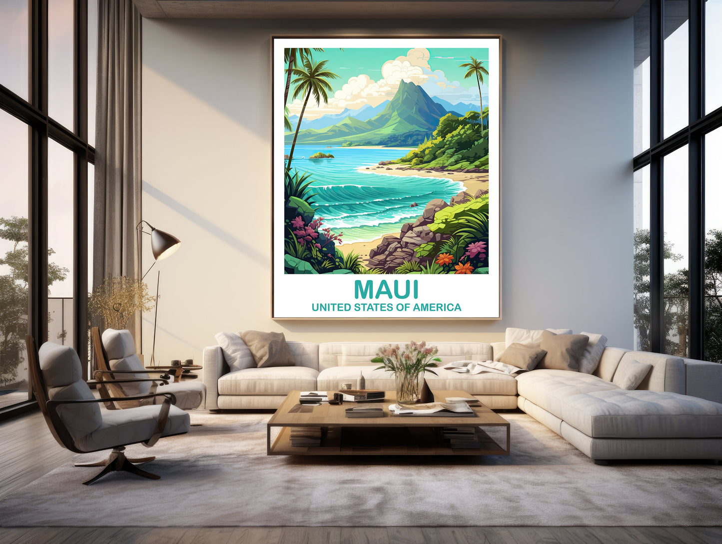 Maui Travel Wall Art, Maui Travel Wall Art, Maui Wall Art Poster, City Skyline Wall Art, USA Travel Wall Art, Hawaii Travel Art | T2NA_HAMA1