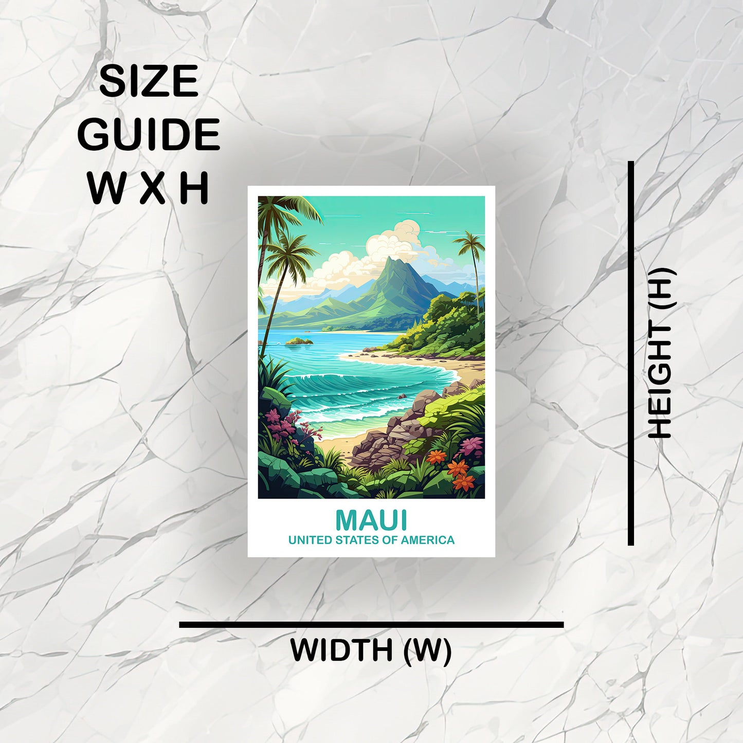 Maui Travel Sticker Art, Maui Travel Art, Maui Hawaii Art Sticker Travel Sticker, USA Travel Sticker, Hawaii Travel Sticker | T2NA_HAMA1_S