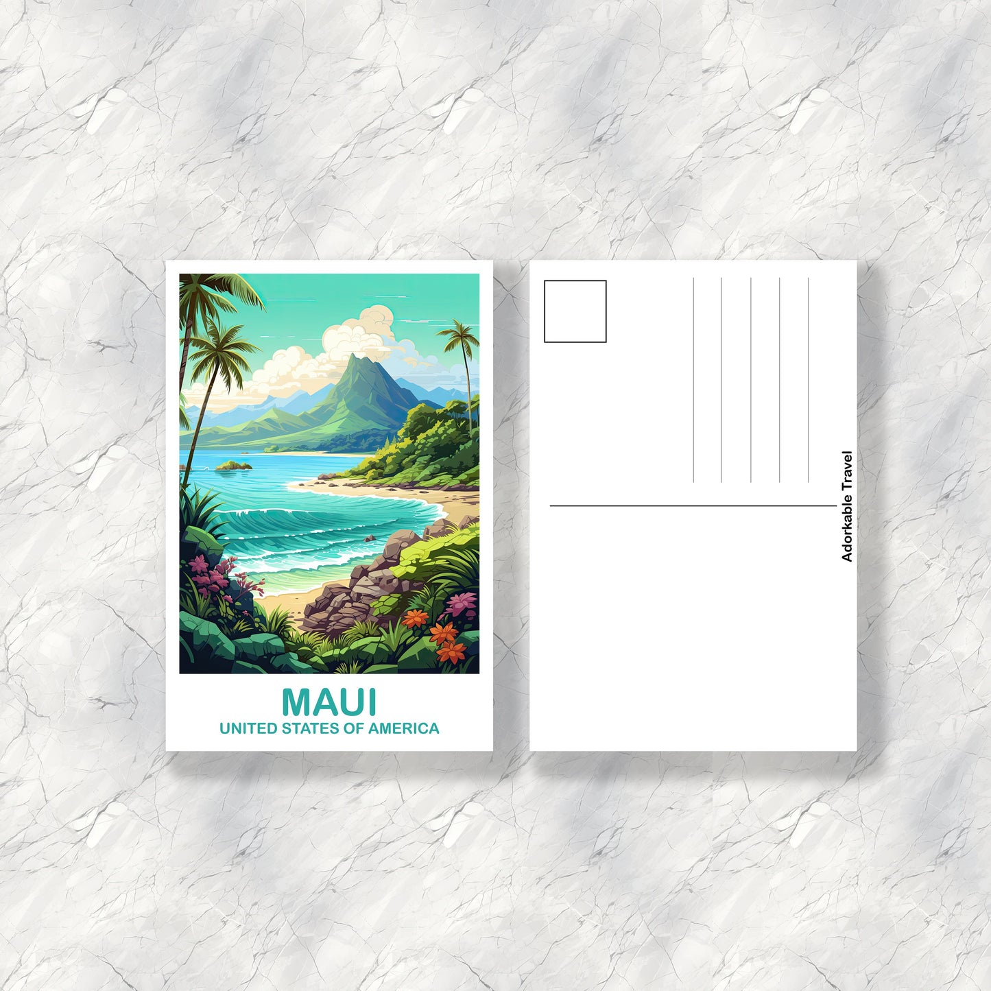 Maui Travel Postcard Art, Maui Hawaii Travel Postcard,, Maui Wall Art Poster, USA Travel Postcard, Hawaii Travel Postcard | T2NA_HAMA1_P