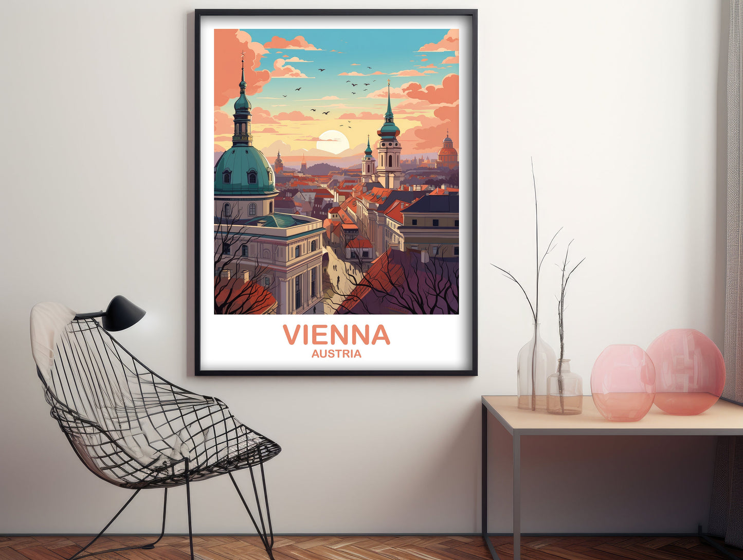 Vienna Travel Wall Art, Austria Travel Art, Vienna Wall Art Poster, Austria Travel Art Poster, City Skyline Sunset Wall Art | T2EU_AUVI1