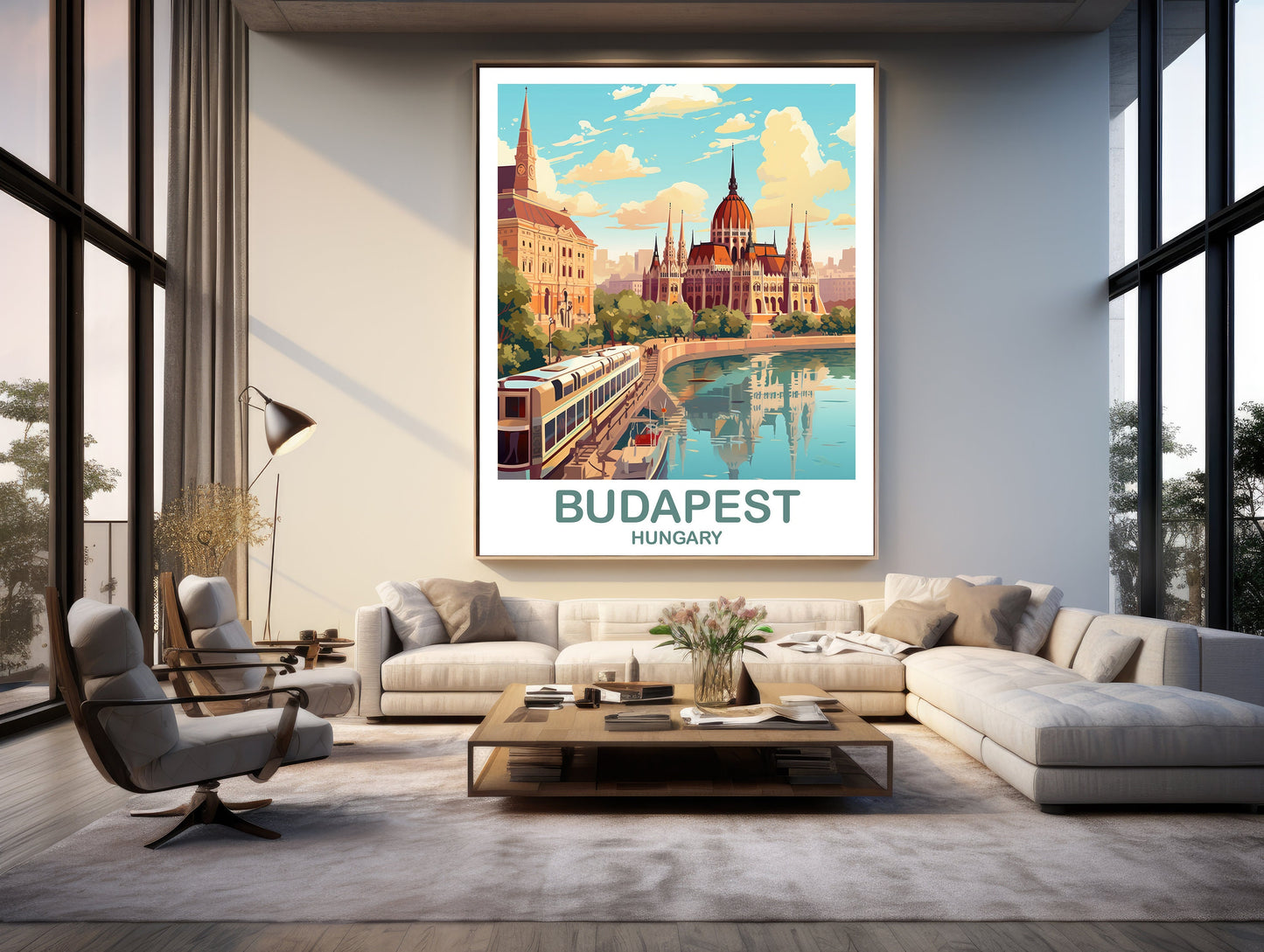 Budapest Travel Wall Art, Hungary Travel Art, Budapest Wall Art Poster, Hungary Travel Art Poster, City Skyline Sunset Wall Art | T2EU_HUBU1