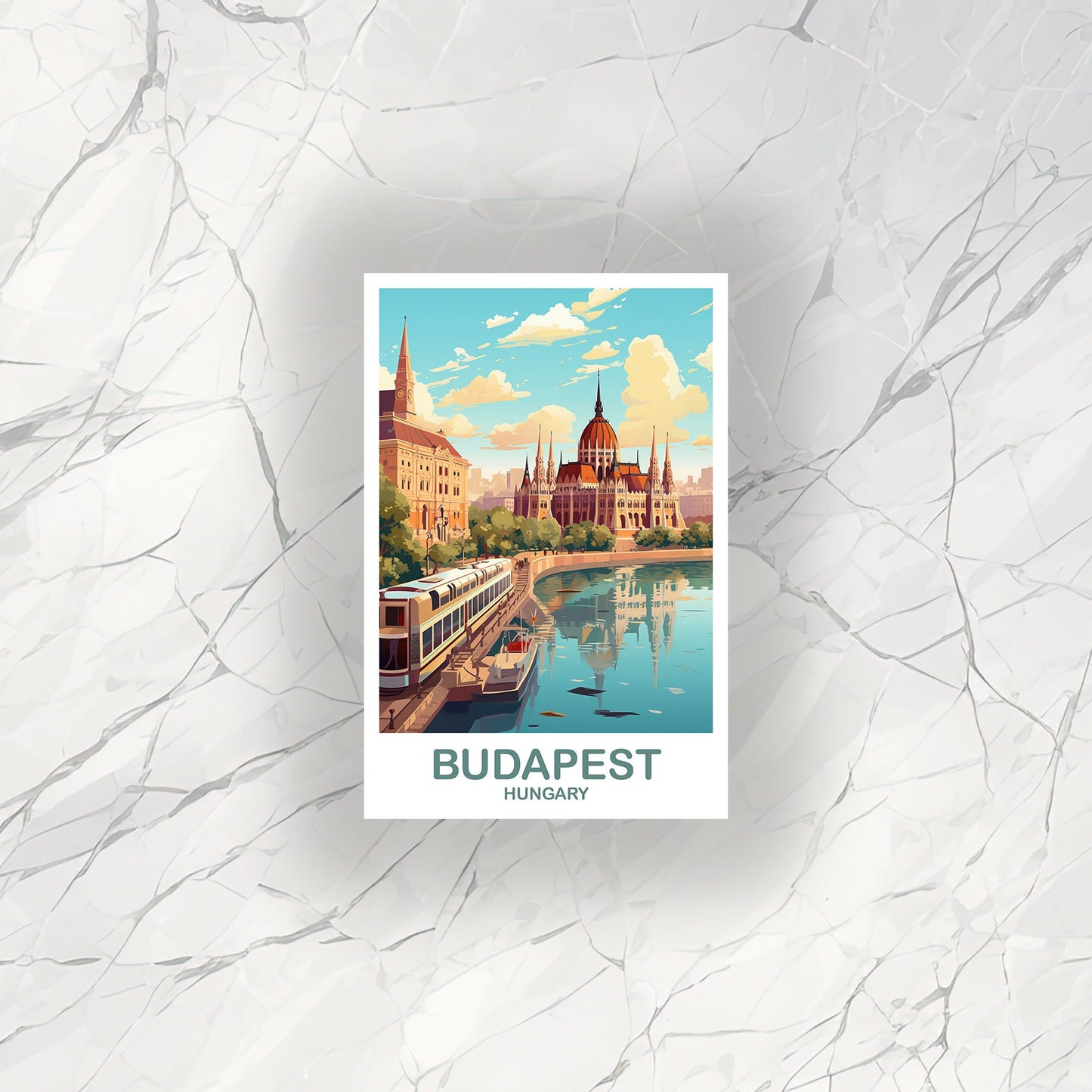 Budapest Travel Sticker Art, Hungary Travel Sticker, Budapest Sticker, City Skyline Sunset Sticker, Travel Sticker | T2EU_HUBU1_S