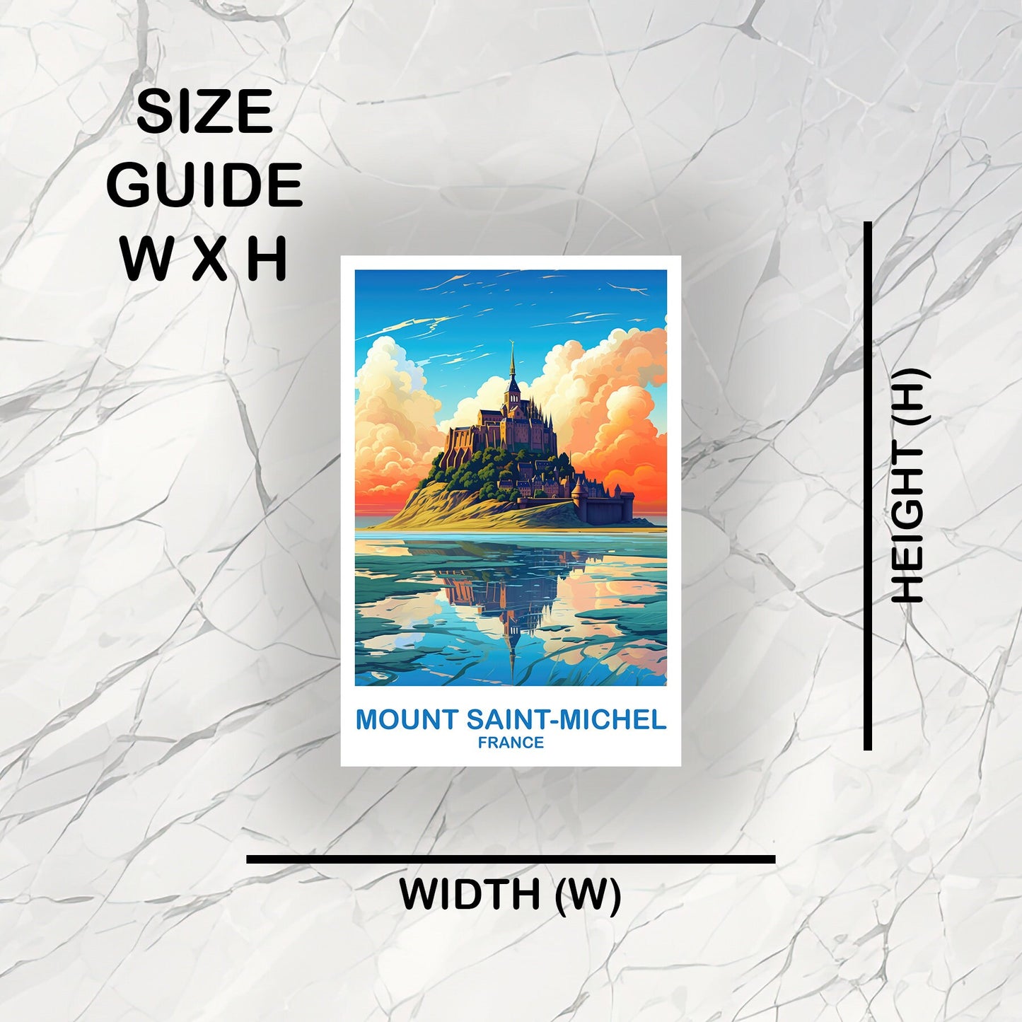 Mont Saint-Michel Travel Sticker, France Sticker, Mont Saint-Michel France Sticker, Skyline Sunset Sticker, Travel Sticker | T2EU_FRMSM1_S