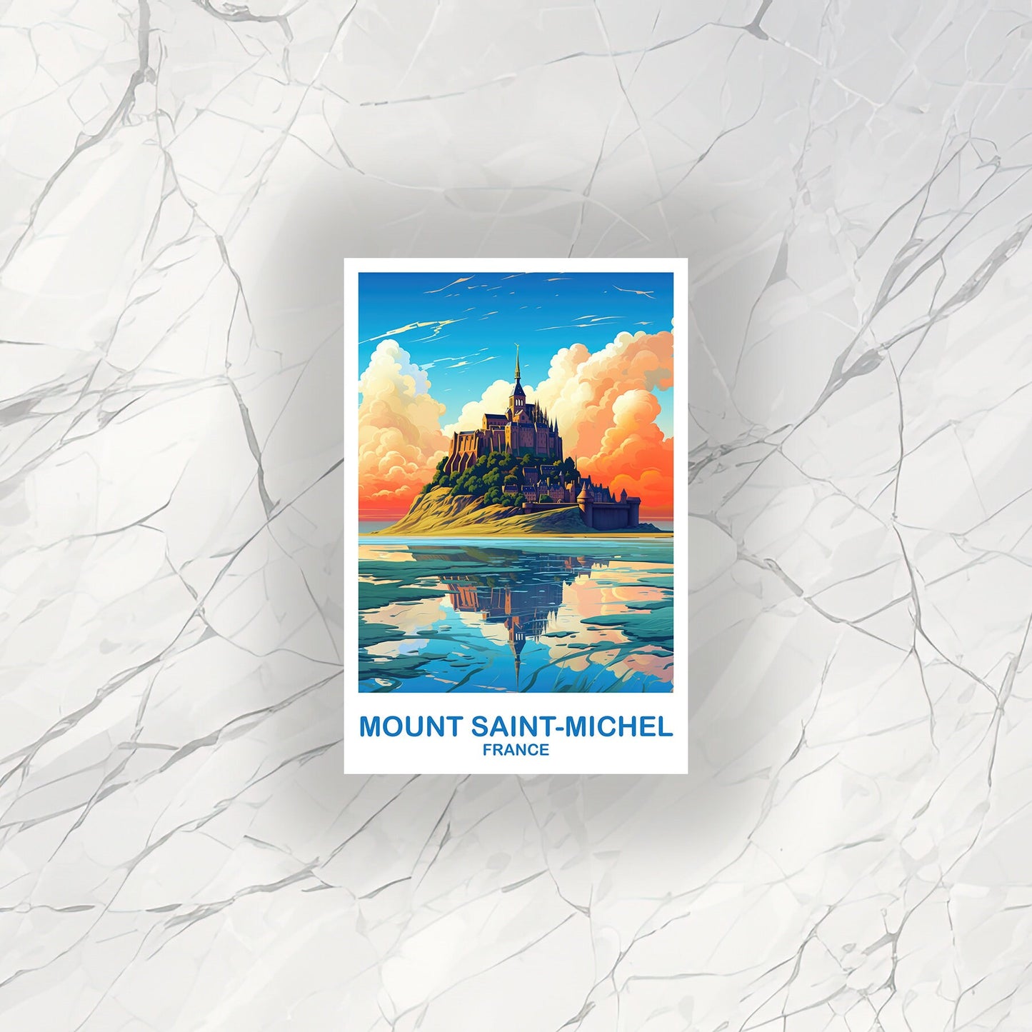 Mont Saint-Michel Travel Sticker, France Sticker, Mont Saint-Michel France Sticker, Skyline Sunset Sticker, Travel Sticker | T2EU_FRMSM1_S