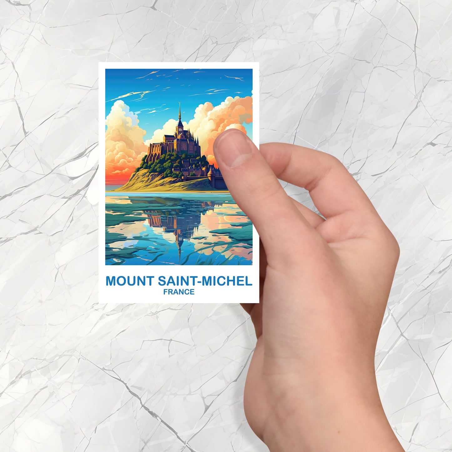 Mont Saint-Michel Travel Sticker, France Sticker, Mont Saint-Michel France Sticker, Skyline Sunset Sticker, Travel Sticker | T2EU_FRMSM1_S