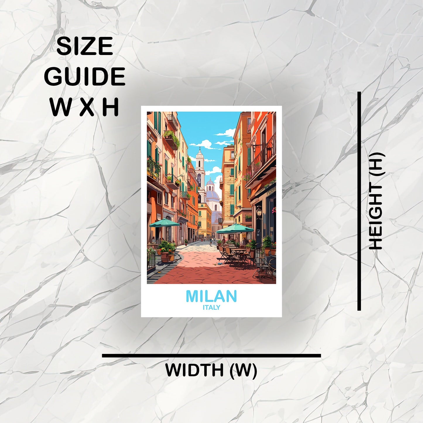Milan Italy Travel Sticker, Milan Travel Art, Italy Poster, Milan Travel Sticker Art, Italy Travel Sticker Art | T2EU_ITMI2_S