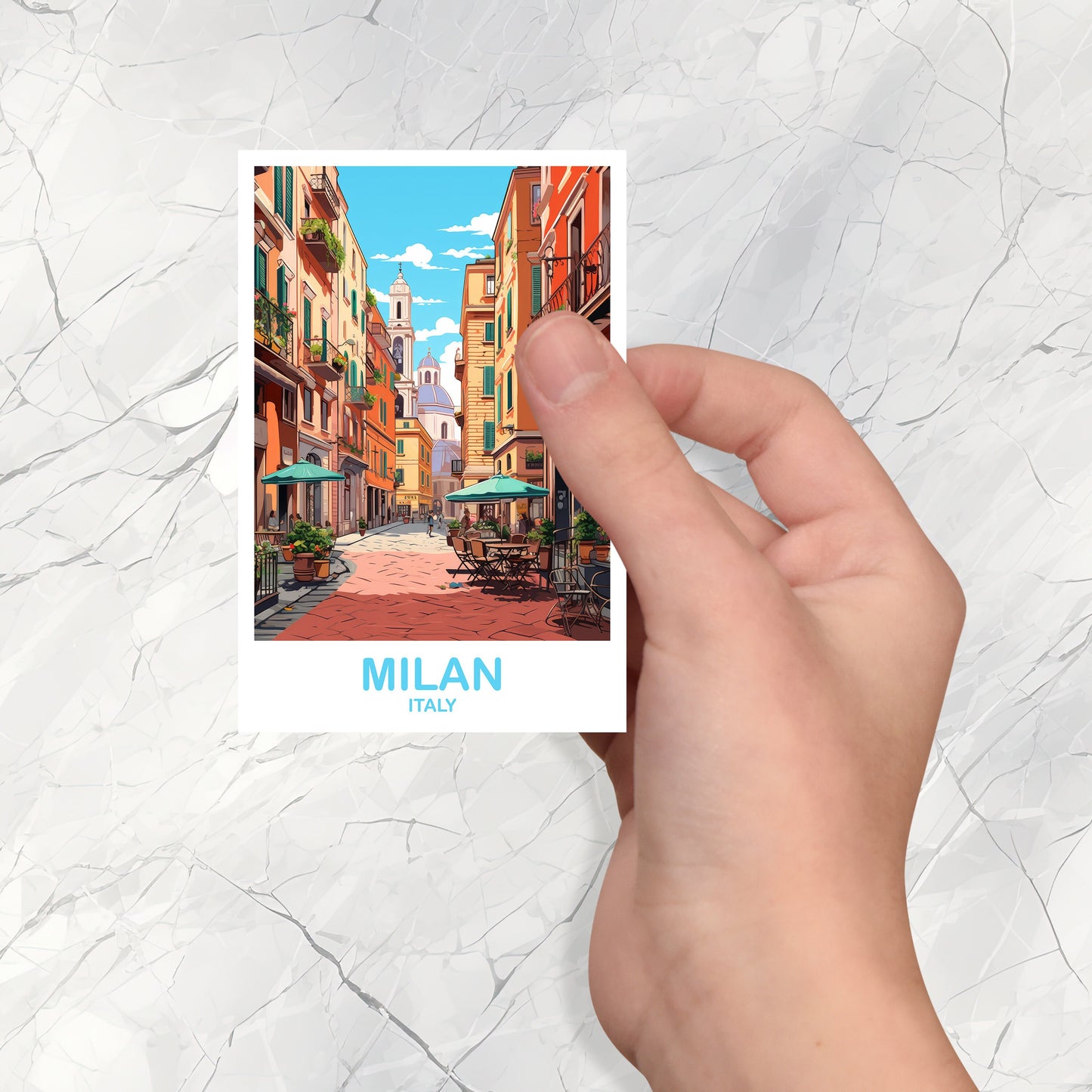 Milan Italy Travel Sticker, Milan Travel Art, Italy Poster, Milan Travel Sticker Art, Italy Travel Sticker Art | T2EU_ITMI2_S