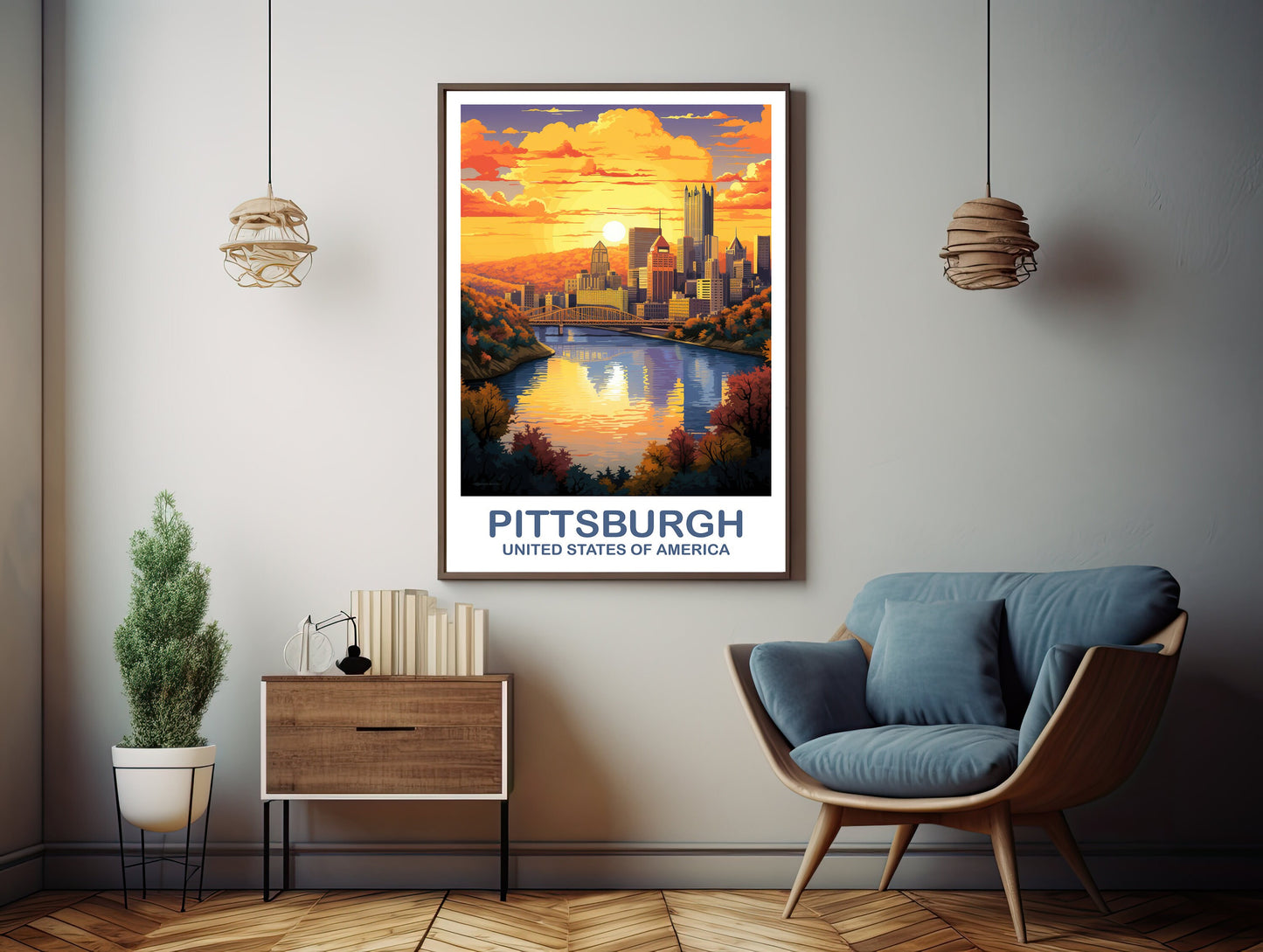 Pittsburgh Travel Art Poster, Pittsburgh Wall Art, Pennsylvania Wall Art, Pittsburgh Pennsylvania Poster, Travel Wall Art | T2NA_PEPI1