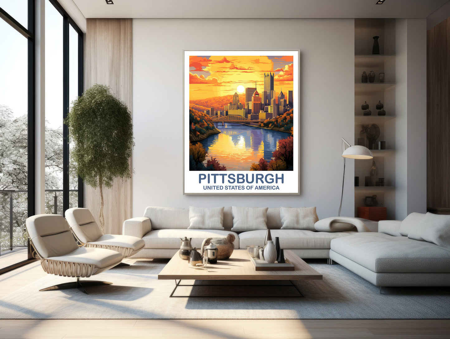 Pittsburgh Travel Art Poster, Pittsburgh Wall Art, Pennsylvania Wall Art, Pittsburgh Pennsylvania Poster, Travel Wall Art | T2NA_PEPI1
