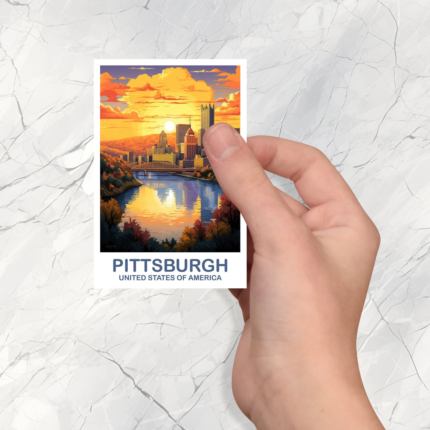 Pittsburgh Travel Sticker Art, Pittsburgh Sticker, Pittsburgh Pennsylvania Travel Sticker, Travel Sticker | T2NA_PEPI1_S