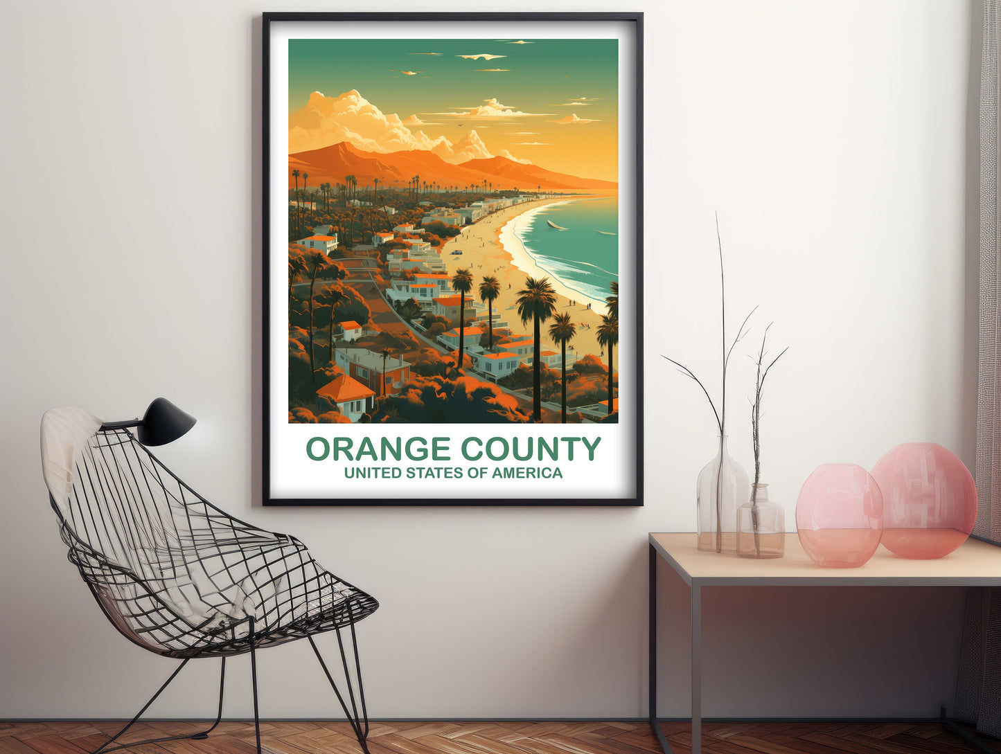Orange County Travel Print, California Travel Wall Art, Los Angeles Wall Art Poster, City Skyline Wall Art, California Wall Art | T2NA_CAOC1
