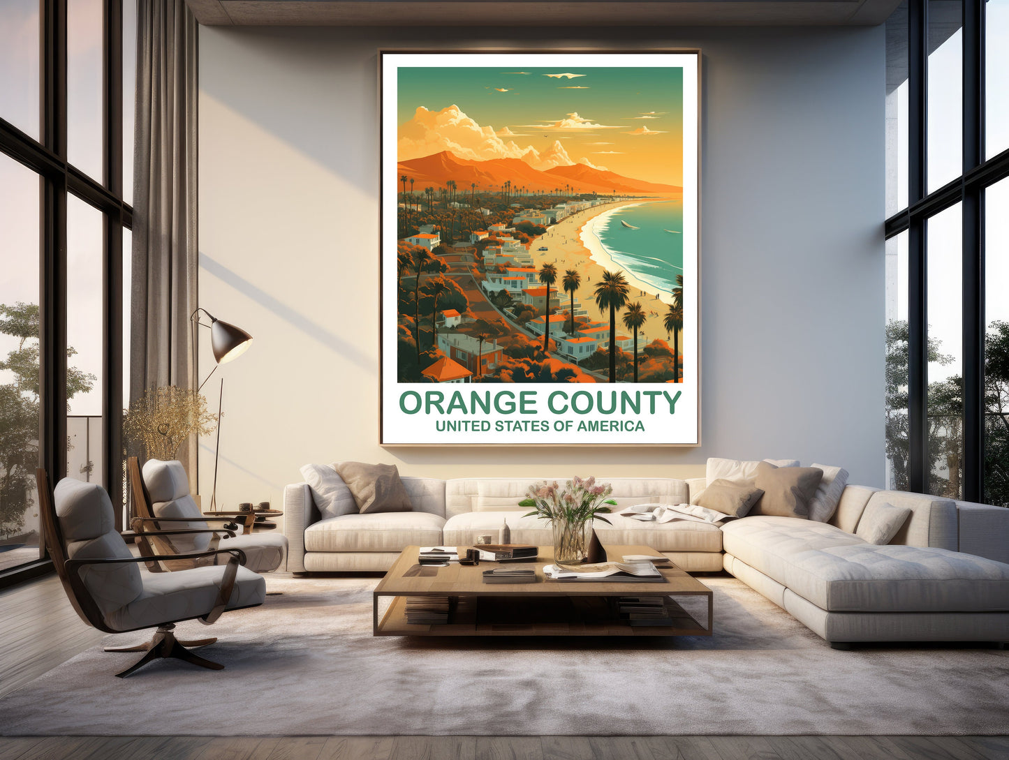 Orange County Travel Print, California Travel Wall Art, Los Angeles Wall Art Poster, City Skyline Wall Art, California Wall Art | T2NA_CAOC1