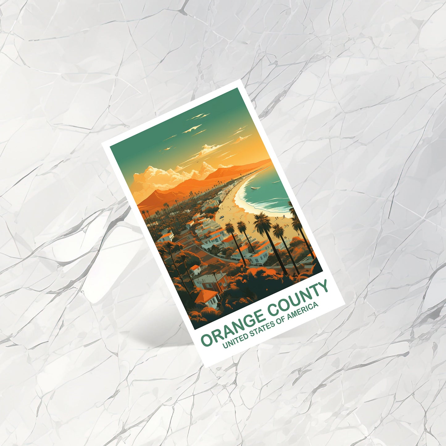 Orange County Travel Postcard, California Travel Postcard, Los Angeles Art Poster, City Skyline Postcard, Travel Postcard | T2NA_CAOC1_P