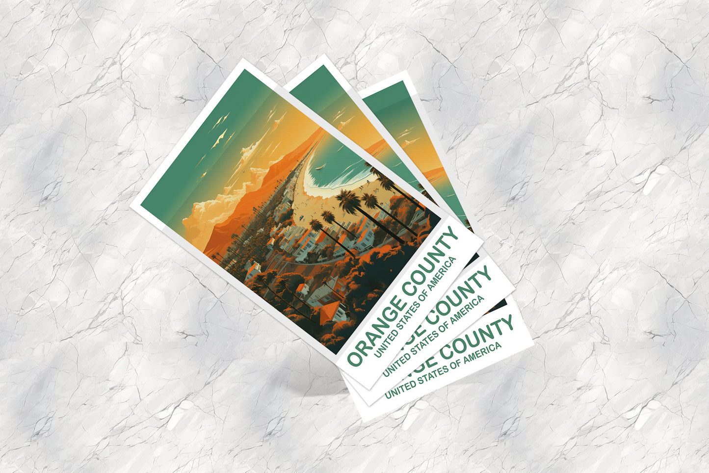Orange County Travel Postcard, California Travel Postcard, Los Angeles Art Poster, City Skyline Postcard, Travel Postcard | T2NA_CAOC1_P