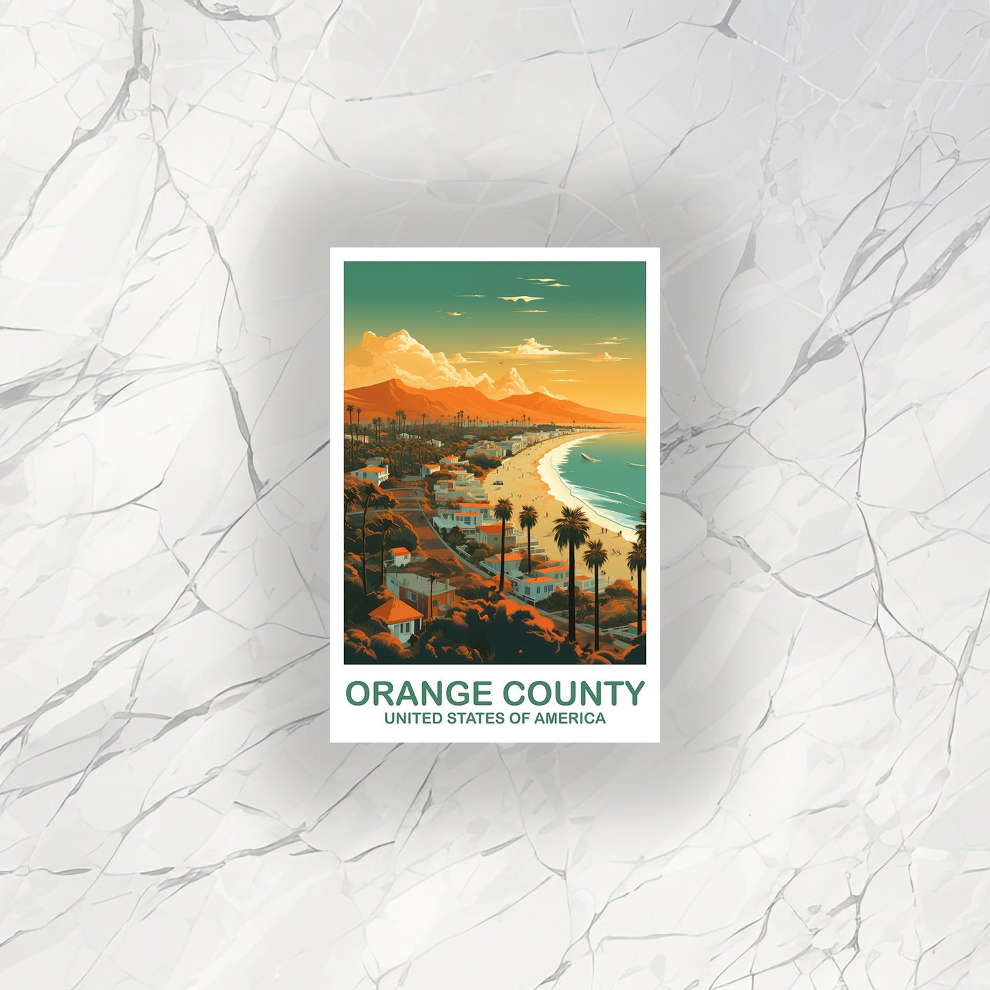Orange County Travel Sticker, California Travel Sticker, Los Angeles, City Skyline Art, California Sticker, Travel Sticker | T2NA_CAOC1_S