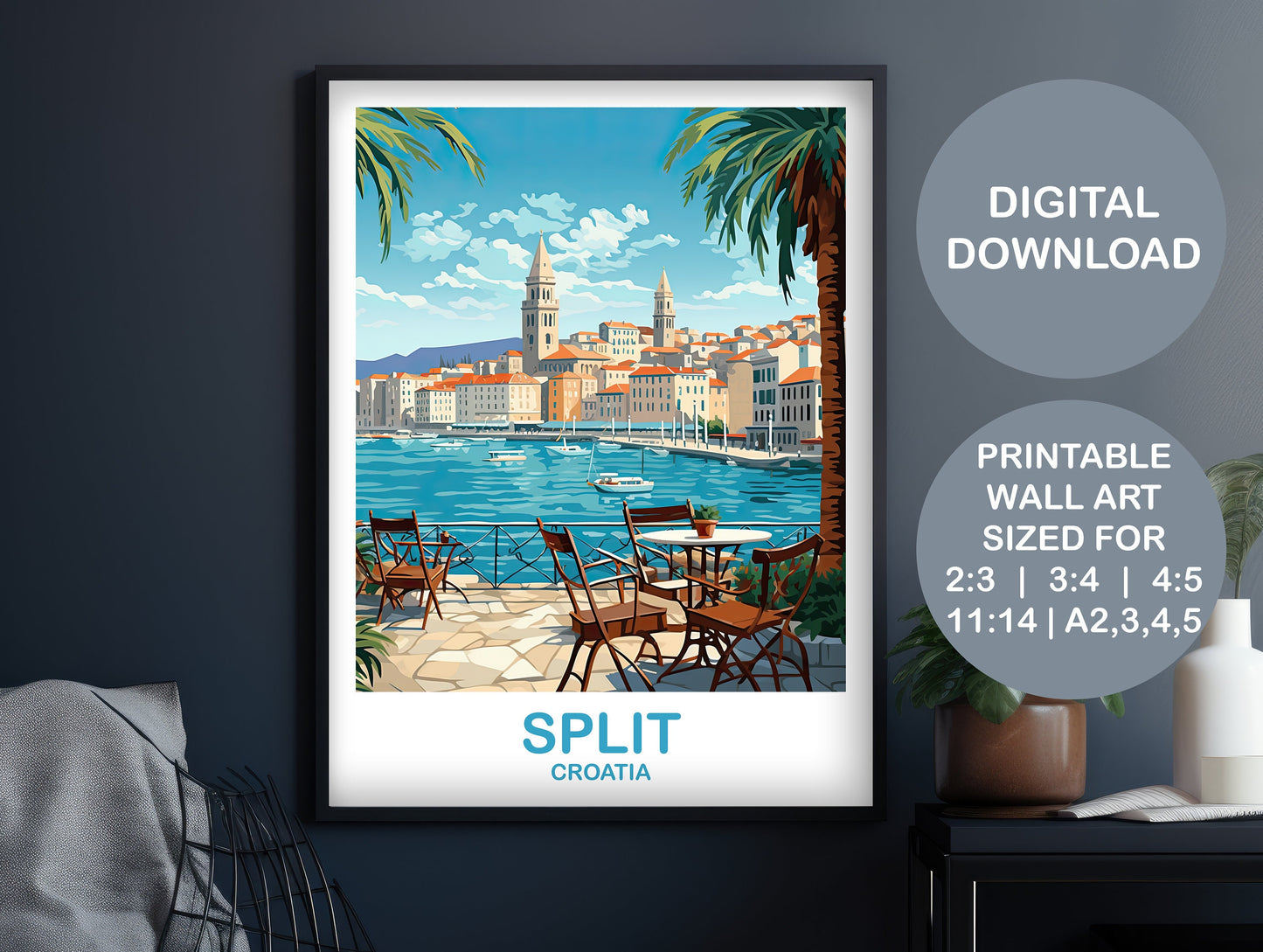 Split Croatia Travel Art, Split Travel Art, Croatia, Printable Split Travel Wall Art, Digital Croatia Travel Art, Travel Art | DT2EU_CRSP1