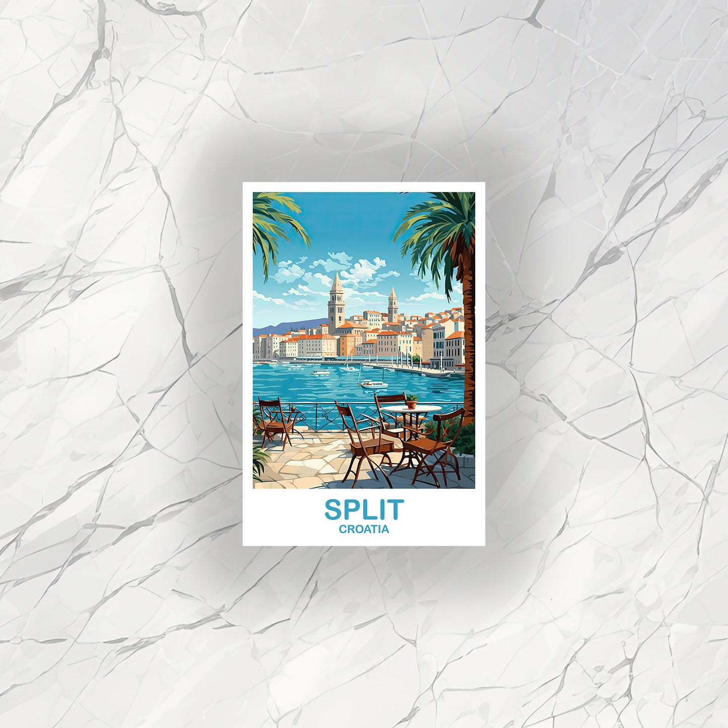 Split Croatia Travel Sticker, Split Travel Art, Croatia Sticker, Split Travel Sticker Art, Croatia Travel Art, Travel Sticker | T2EU_CRSP1_S