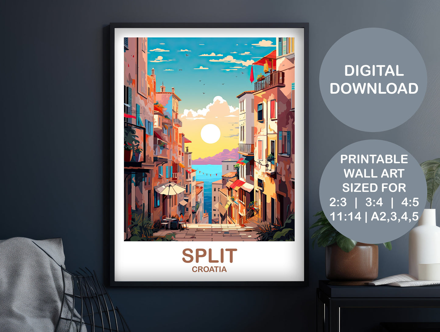 Split Croatia Travel Art, Split Travel Art, Croatia, Printable Split Travel Wall Art, Digital Croatia Travel Art, Travel Art | DT2EU_CRSP2