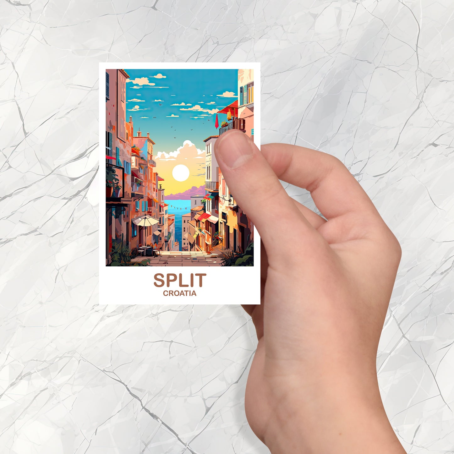Split Croatia Travel Sticker, Split Travel Art, Croatia Sticker, Split Travel Sticker Art, Croatia Travel Art, Travel Sticker | T2EU_CRSP2_S
