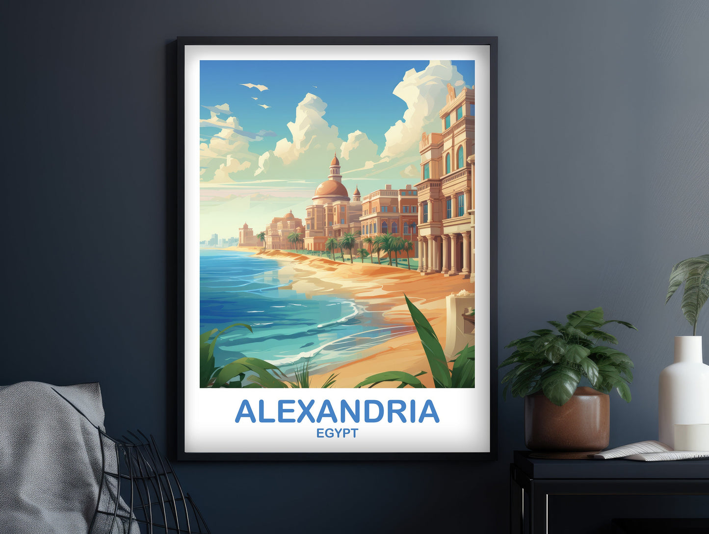 Alexandria Travel Wall Art, Egypt Skyline, Egypt Wall Art Poster, Alexandria Travel Poster, Africa Travel Art, Travel Art | T2AF_EGAL1
