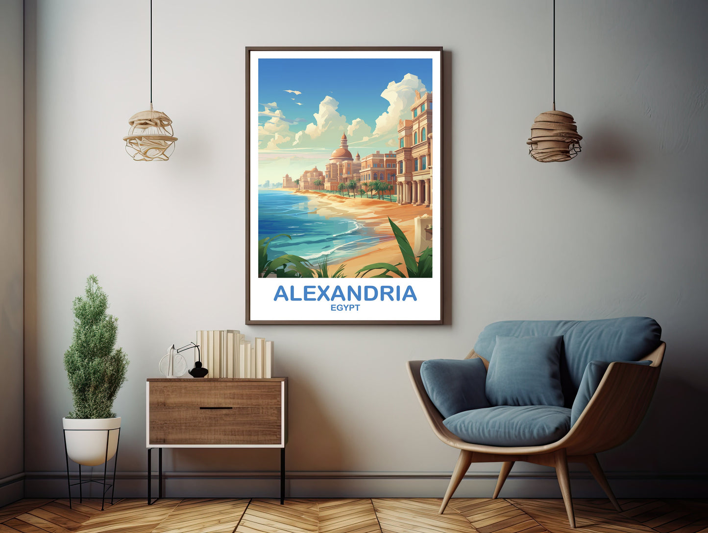 Alexandria Travel Wall Art, Egypt Skyline, Egypt Wall Art Poster, Alexandria Travel Poster, Africa Travel Art, Travel Art | T2AF_EGAL1