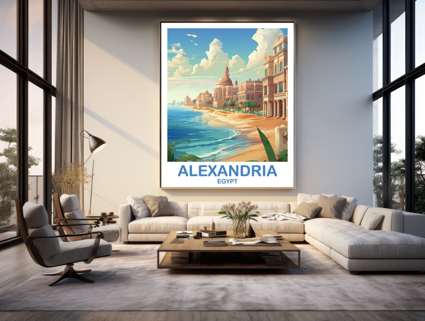 Alexandria Travel Wall Art, Egypt Skyline, Egypt Wall Art Poster, Alexandria Travel Poster, Africa Travel Art, Travel Art | T2AF_EGAL1