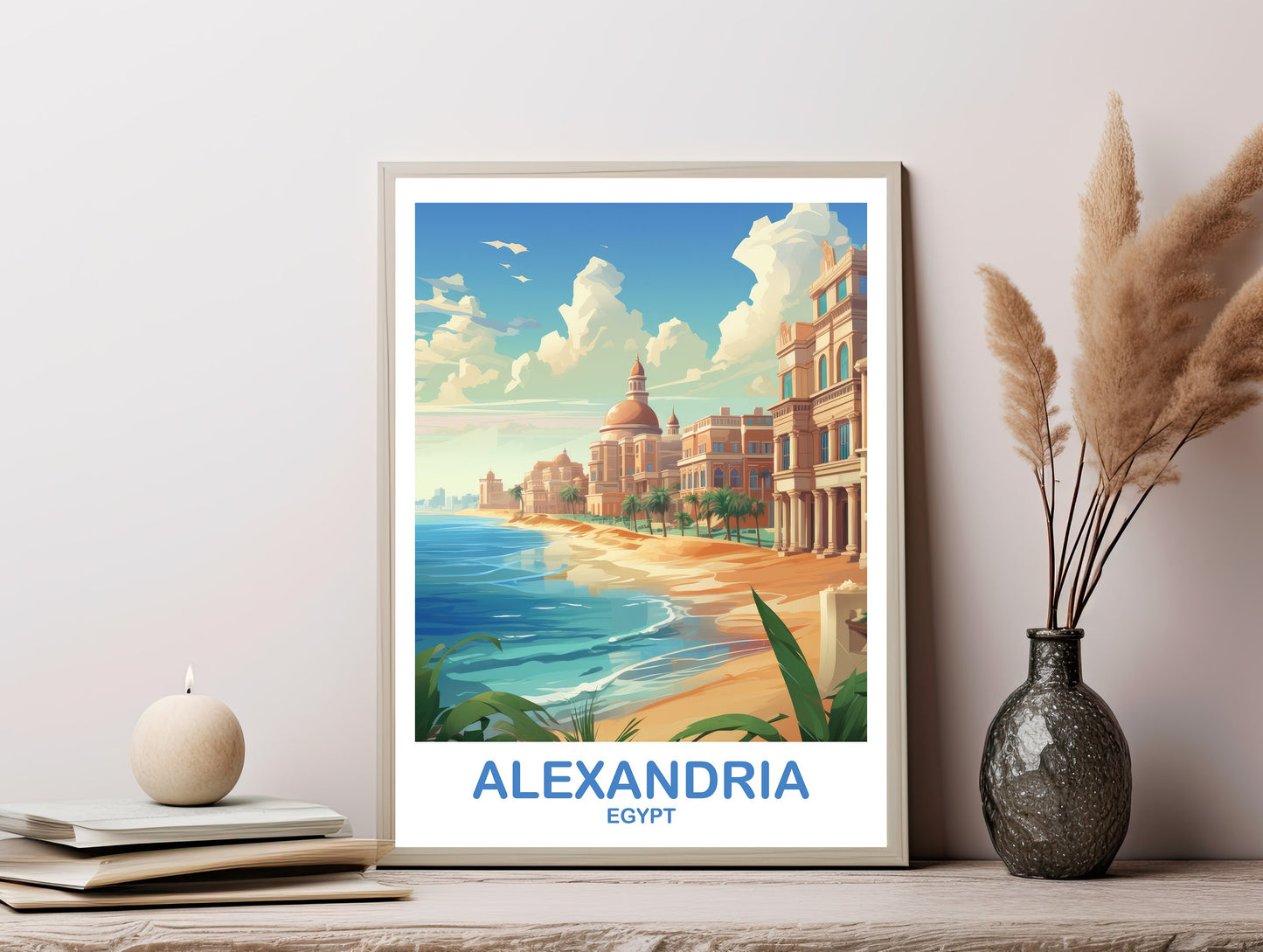 Alexandria Travel Wall Art, Egypt Skyline, Digital Alexandria Egypt Wall Art, Alexandria Travel, Africa Travel Art, Travel Art | DT2AF_EGAL1