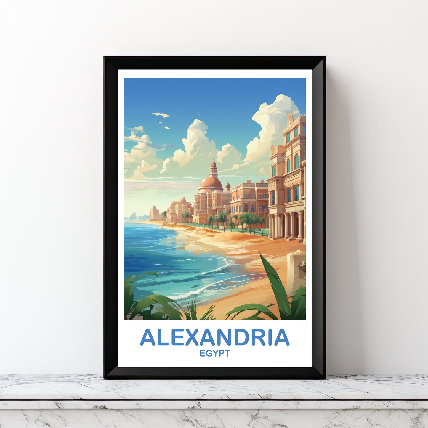 Alexandria Travel Wall Art, Egypt Skyline, Digital Alexandria Egypt Wall Art, Alexandria Travel, Africa Travel Art, Travel Art | DT2AF_EGAL1