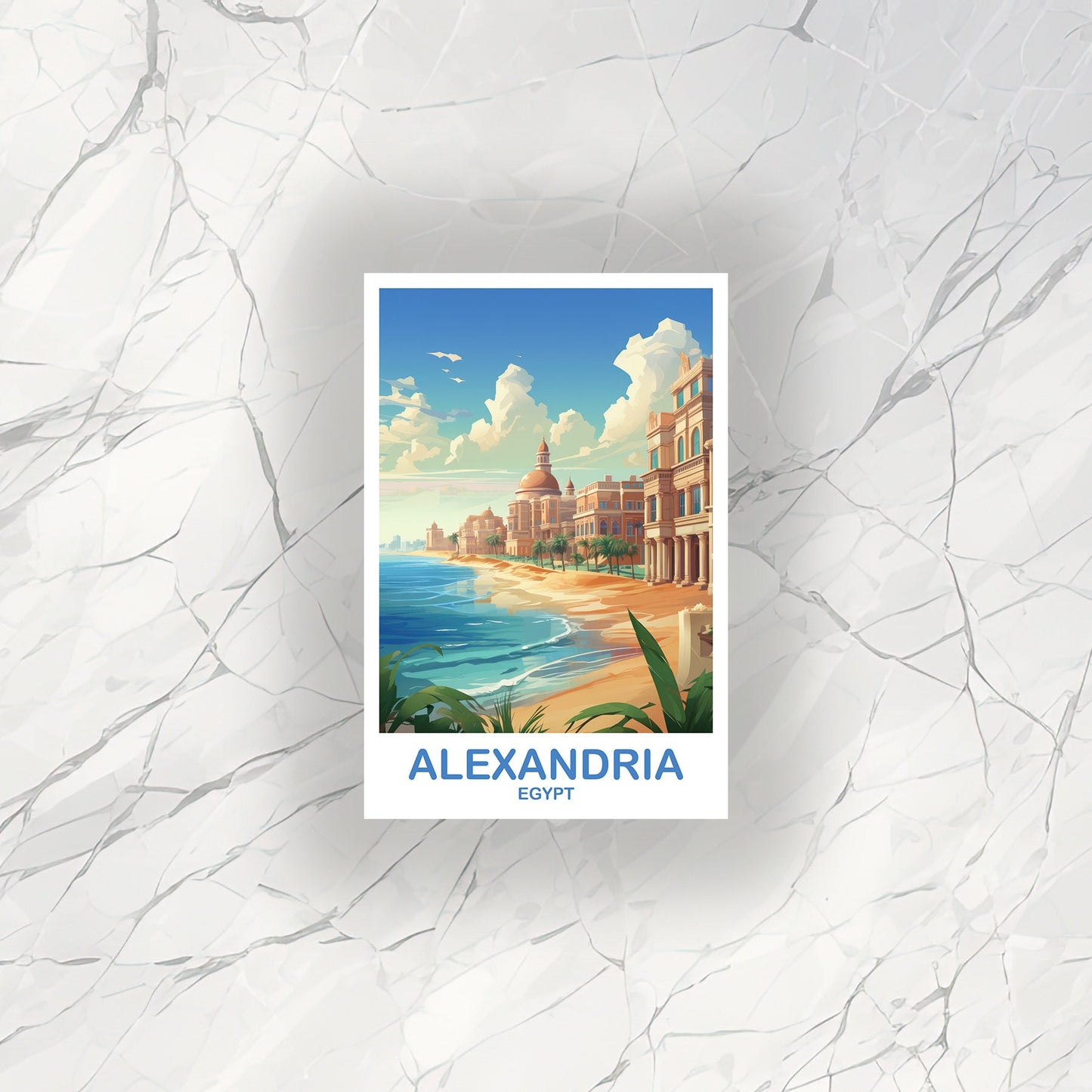 Alexandria Travel Sticker Art, Egypt Skyline, Egypt Sticker, Alexandria Travel, Africa Travel Art, Travel Sticker | T2AF_EGAL1_S