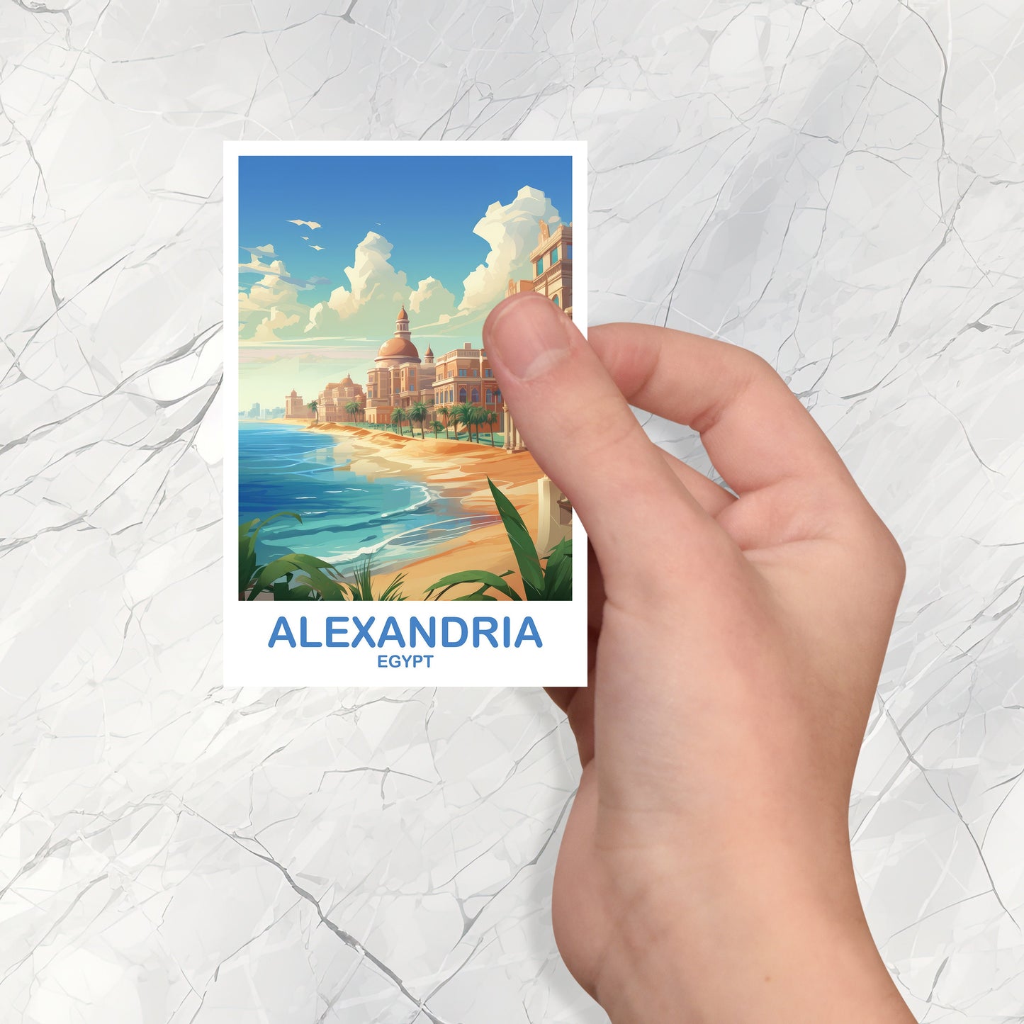 Alexandria Travel Sticker Art, Egypt Skyline, Egypt Sticker, Alexandria Travel, Africa Travel Art, Travel Sticker | T2AF_EGAL1_S