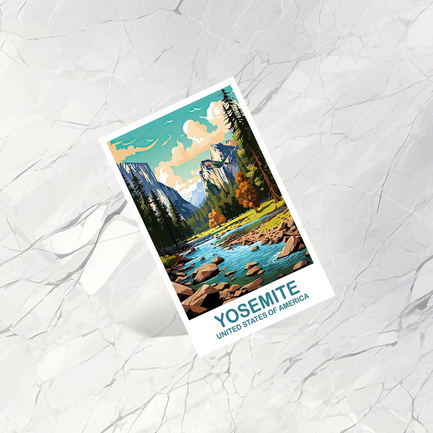Yosemite Park Travel Postcard, California Travel Art, National Park Postcard, Yosemite National Park, Travel Postcard | T2NA_CAYNP1_P