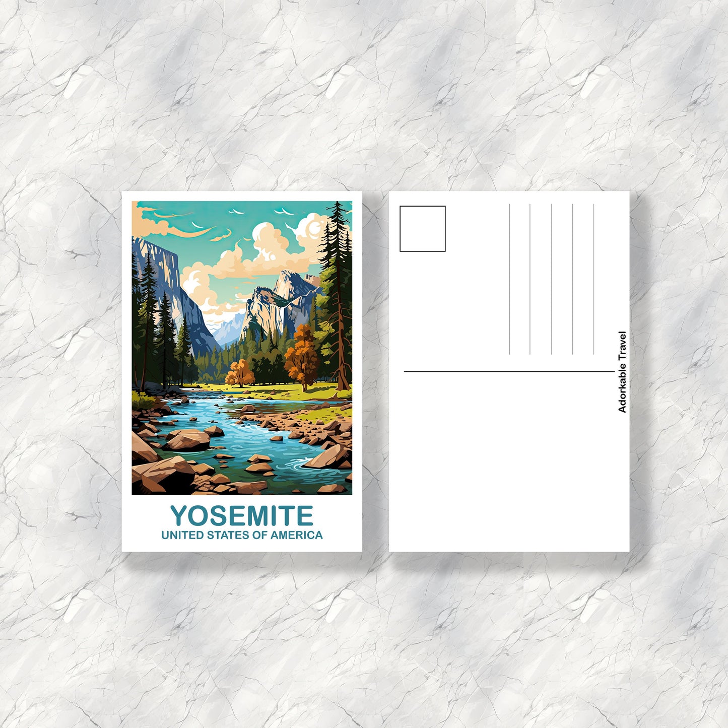 Yosemite Park Travel Postcard, California Travel Art, National Park Postcard, Yosemite National Park, Travel Postcard | T2NA_CAYNP1_P