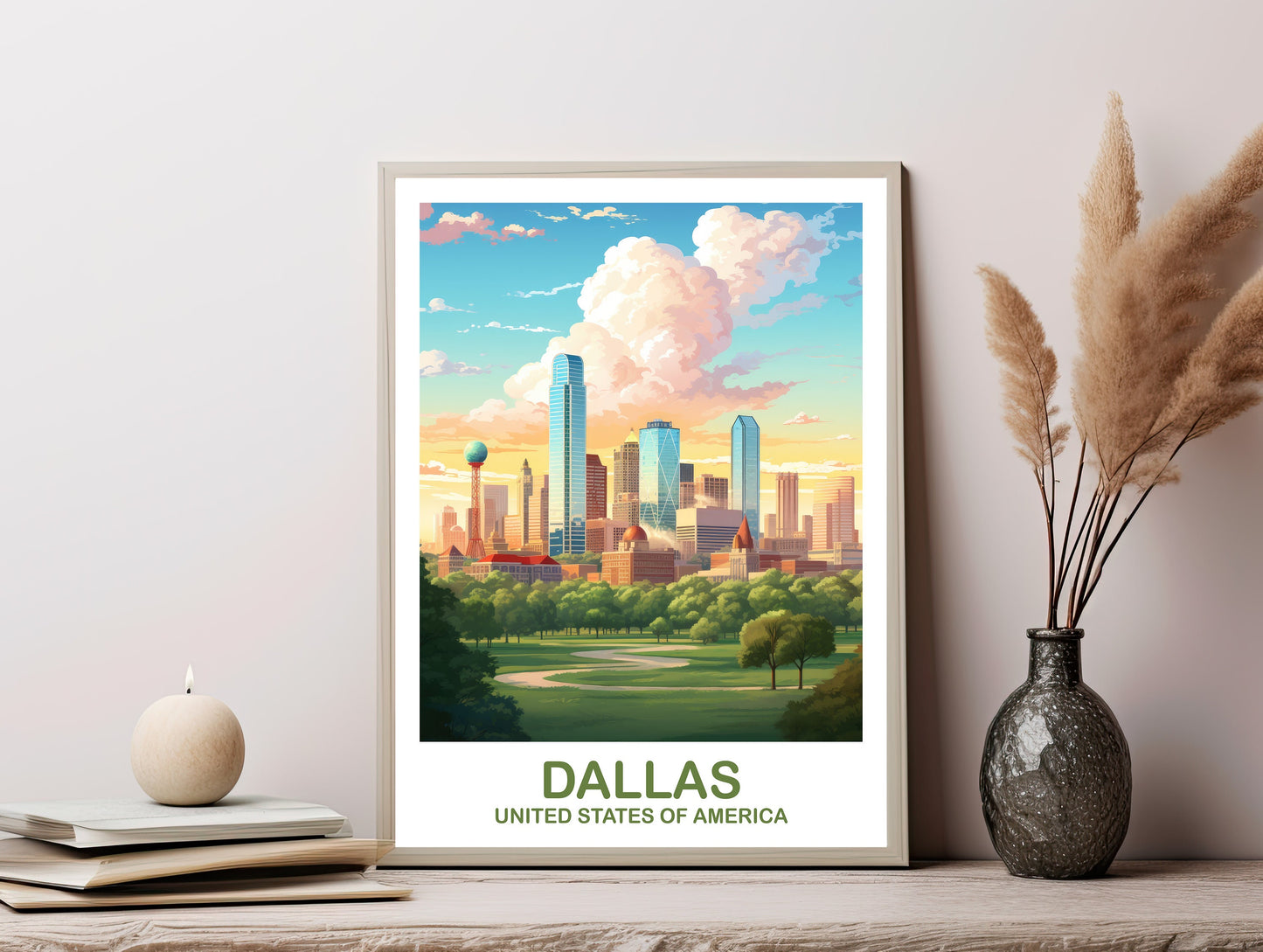 Dallas Texas Travel Print, Dallas Wall Art, Texas Wall Art, Printable Dallas Texas Poster, Digital Travel Wall Art | DT2NA_TEDA1