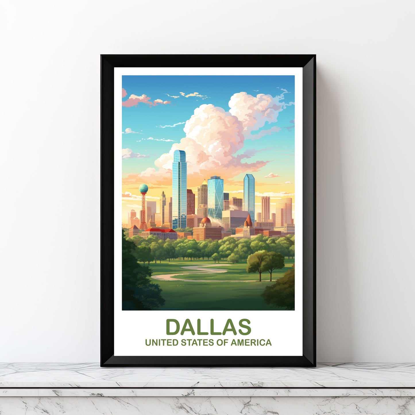Dallas Texas Travel Print, Dallas Wall Art, Texas Wall Art, Printable Dallas Texas Poster, Digital Travel Wall Art | DT2NA_TEDA1