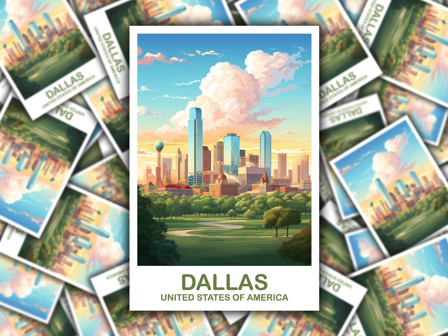 Dallas Texas Travel Sticker, Dallas Sticker Art, Texas Wall Art, Dallas Texas Sticker, Travel Sticker Art, Suitcase Sticker | T2NA_TEDA1_S